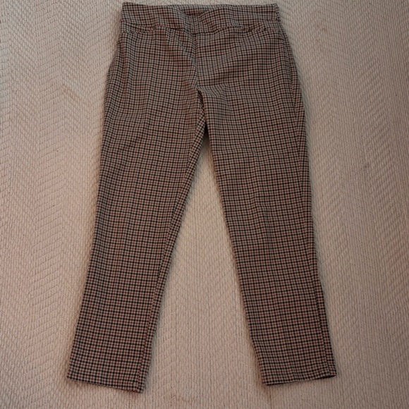 Croft & Barrow Gingham Straight Leg Pants - Brown and Black - Picture 1 of 4